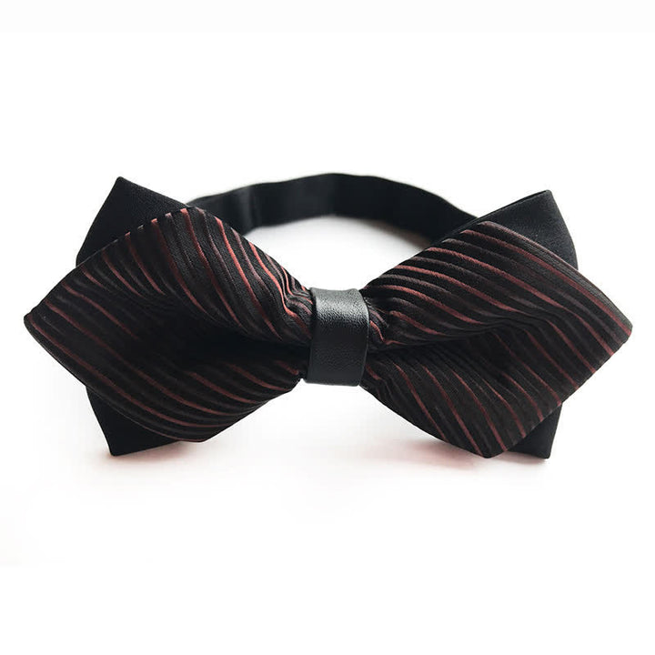 Men's Classic Striped Pointy Bow Tie - Red & Black - image 2