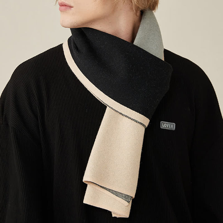 Men's Color Contrast Striped Pure Wool Scarf - image 10