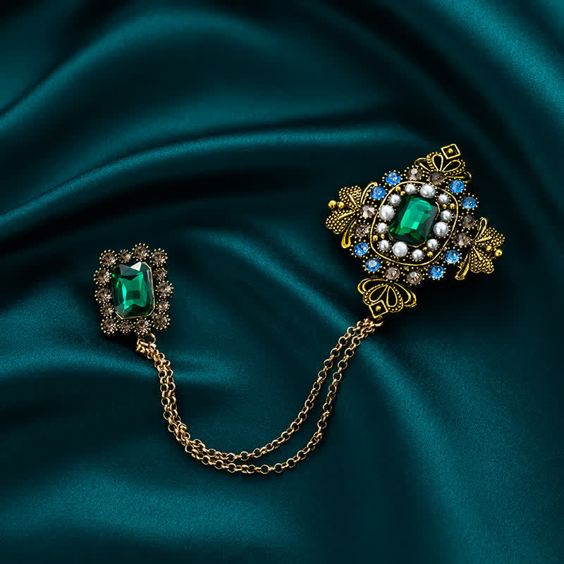 Women's Baroque Palace Chain Brooch  - Green - image 0