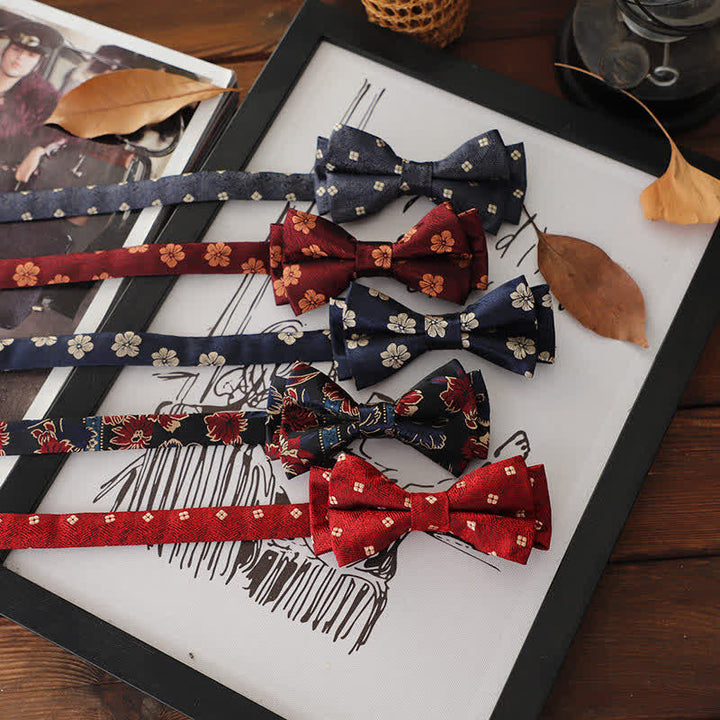 Men's Retro Floral Leaves Bow Tie - image 0