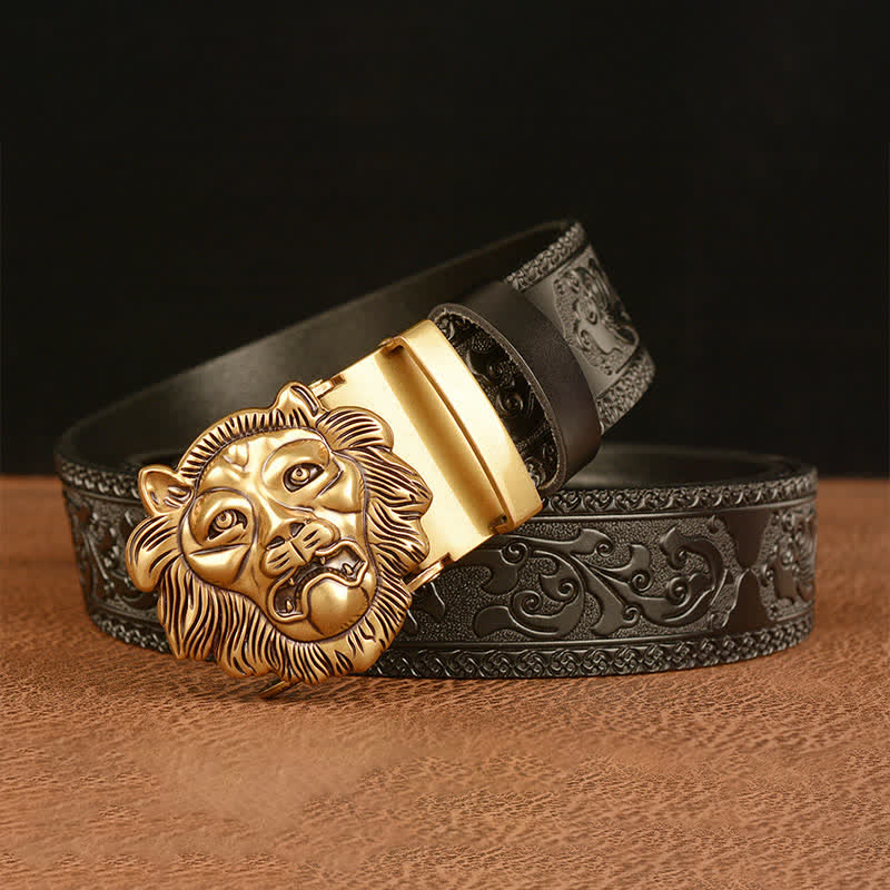 Men's 3D Sculpture Lion Head Leather Belt - image 10