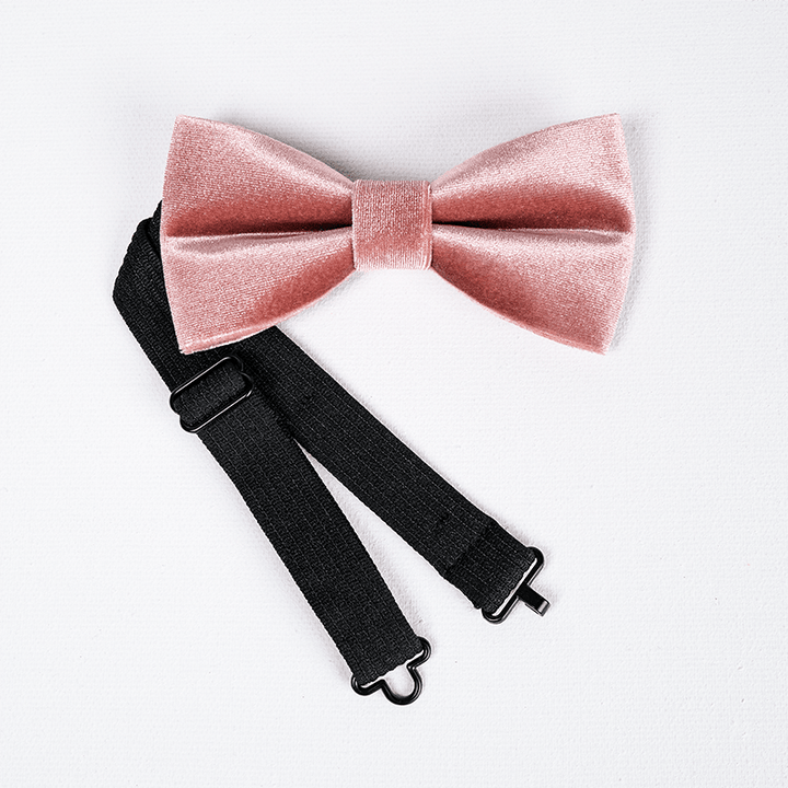 Men's Dusty Pink Solid Color Velvet Bow Tie - image 5