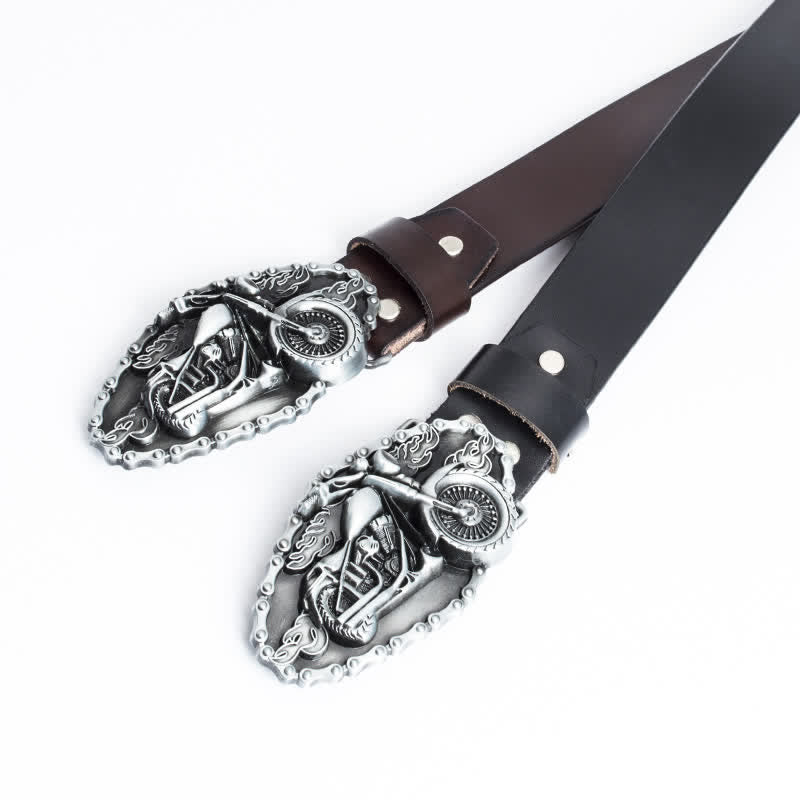 Men's Punk Locomotive Motorcycle Leather Belt - image 14