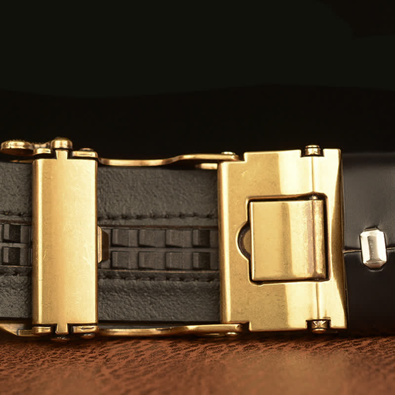 Men's Tiger Buckle Floral Embossed Leather Belt - image 6