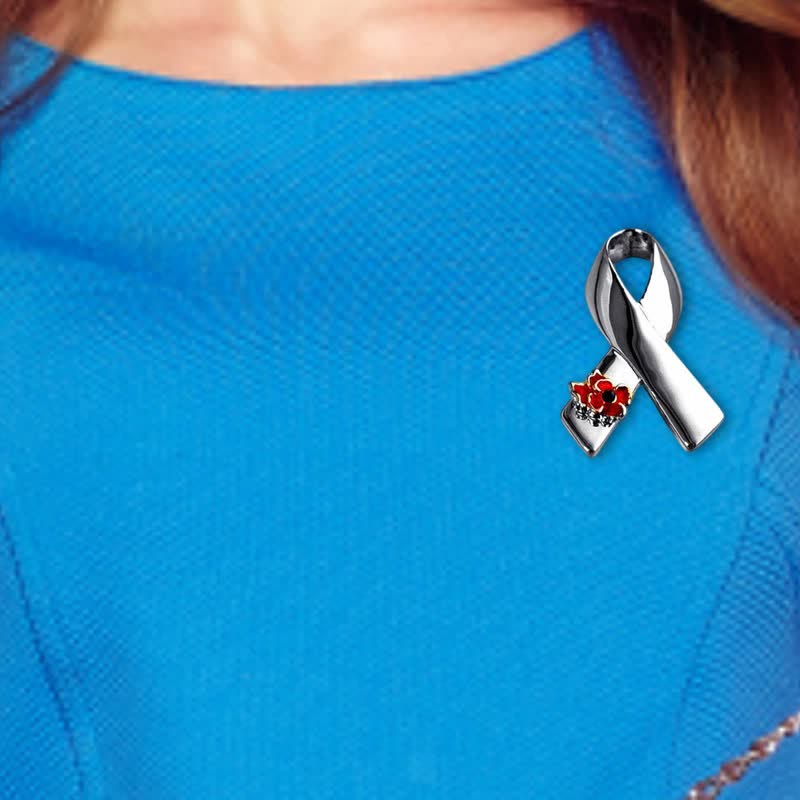 Unisex Disease Awareness Ribbon Poppy Brooch - image 3