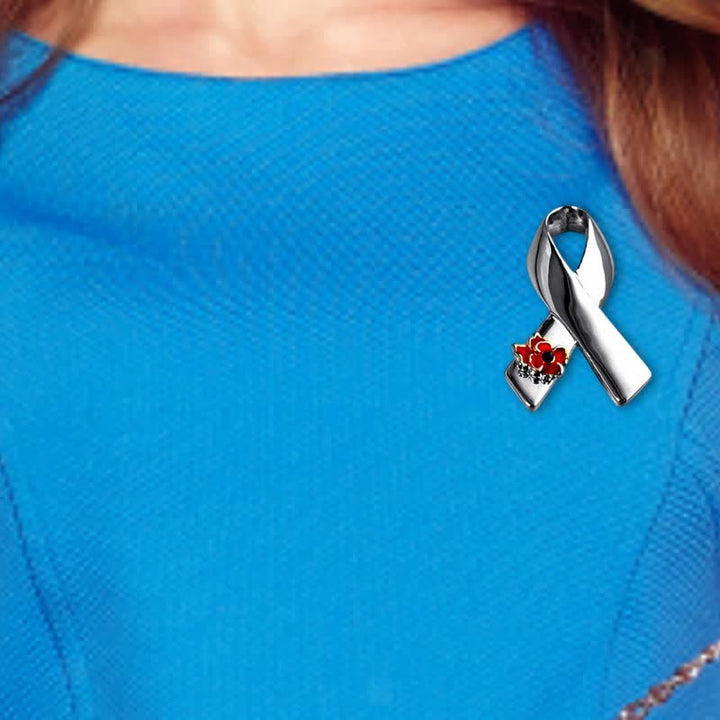 Unisex Disease Awareness Ribbon Poppy Brooch - image 3