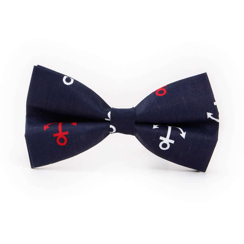 Men's Repeating Ship Anchor Motifs Bow Tie - Navy - image 0