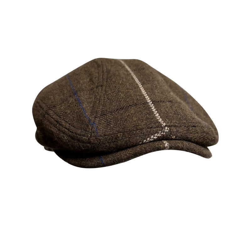 Vintage Coffee Blue White Strips Beret Cap - image 2