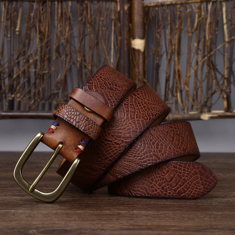 Men's Serpentine Snakeskin Grain Leather Belt - image 3