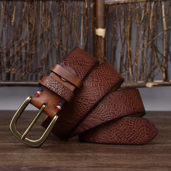 Men's Serpentine Snakeskin Grain Leather Belt - image 3