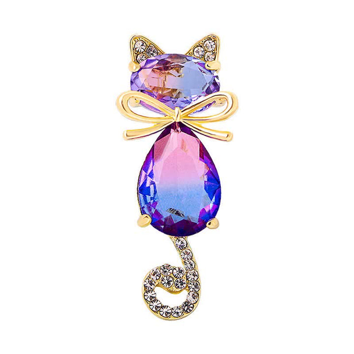 Women's Cute Kitty Rhinestone Brooch - Cat - image 0