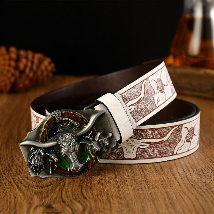 Men's Domineering Bull Head Leather Belt - Style #12 - 38 - image 13