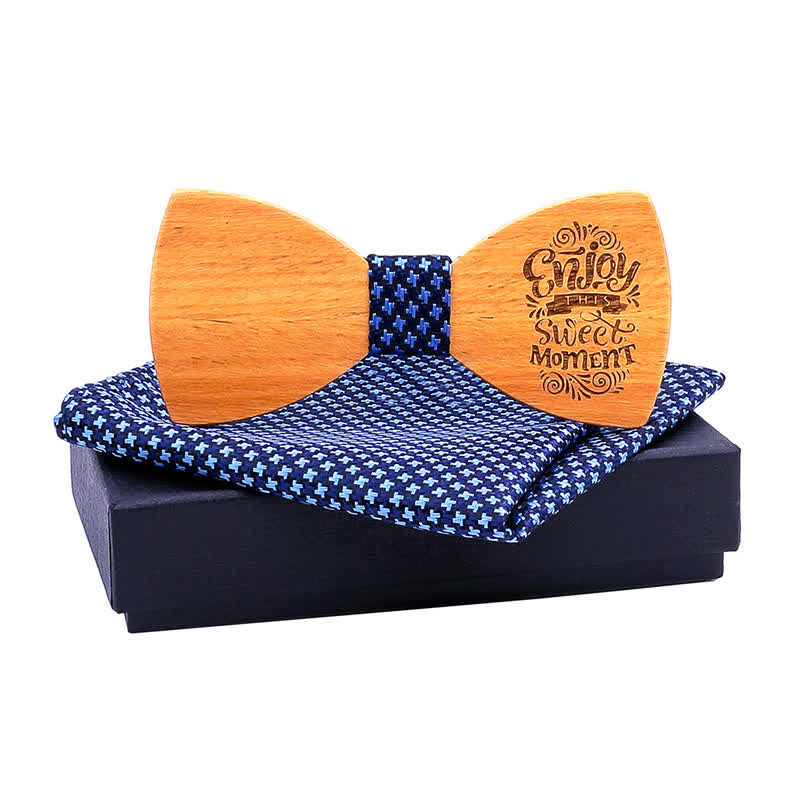 2Pcs Men's Proverbs Wooden Bow Tie Set - ENJOY THIS SWEET MOMENT #2 - image 10