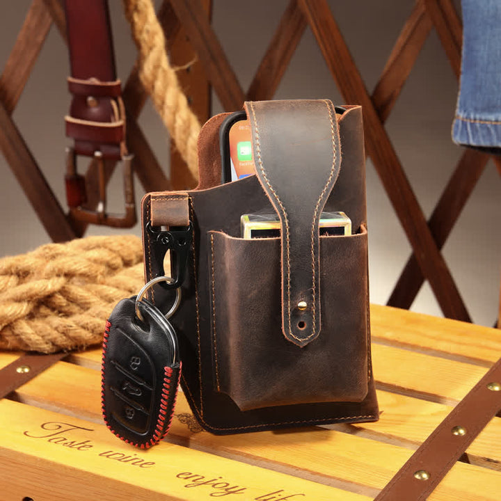 Minimalist Phone Crazy Horse Leather Belt Bag - image 12