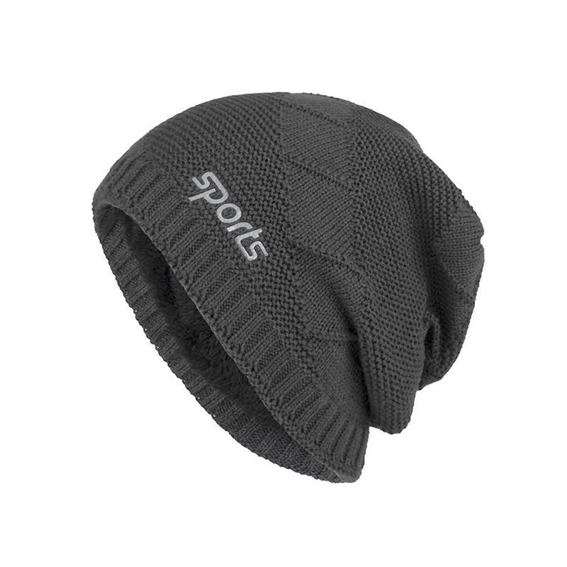 Casual Winter Solid Color Pile Knitted Hat - Dark Gray - Adjustable (21 5/8"-23 5/8") - image 12