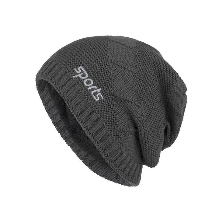 Casual Winter Solid Color Pile Knitted Hat - Dark Gray - Adjustable (21 5/8"-23 5/8") - image 12