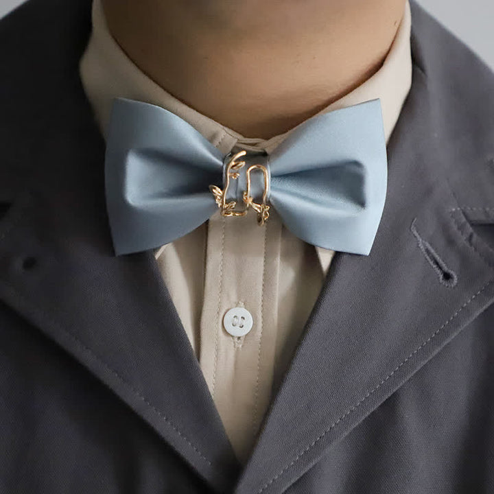 Men's Gold Vine Leaf Silky Sateen Bow Tie - image 1