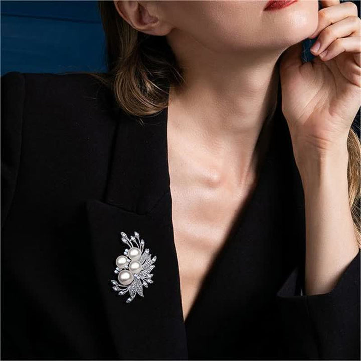 Women's Phoenixes Flower Pearl Brooch - image 1