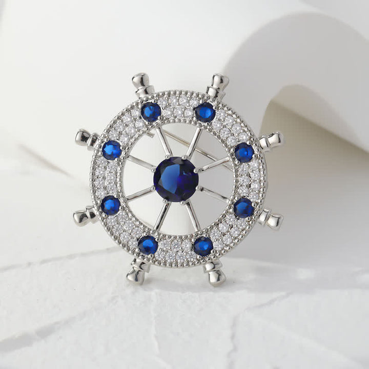 Men's Nautical Ship Rudder Brooch - image 2