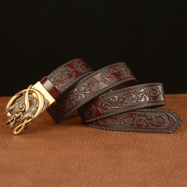 Men's Crocodile Buckle Embossing Leather Belt - image 4