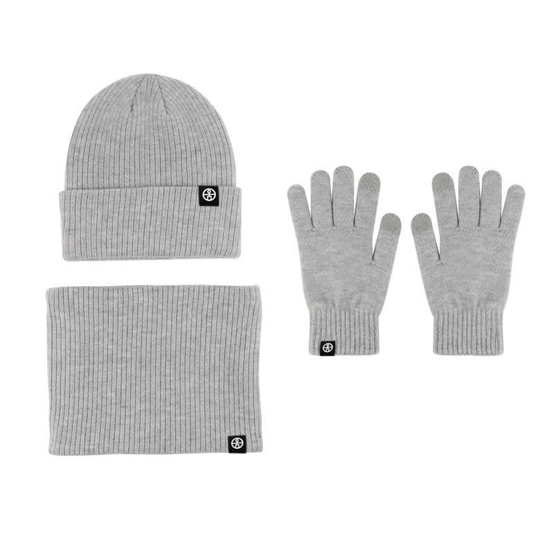 3Pcs Unisex Solid Color Soft Hat Scarf Gloves Set - Light Gray - Adjustable (Approx. 21 1/4"-23 1/4") - image 15