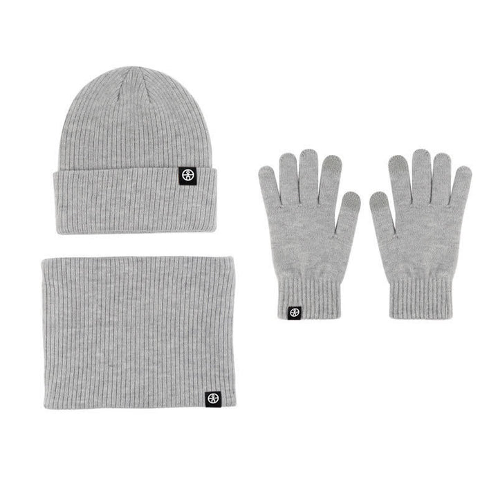 3Pcs Unisex Solid Color Soft Hat Scarf Gloves Set - Light Gray - Adjustable (Approx. 21 1/4"-23 1/4") - image 15