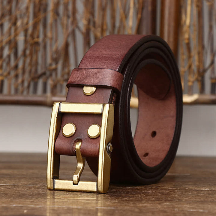 Men's Stud Detail Tough Guy Leather Belt - Brown - 46 - image 8
