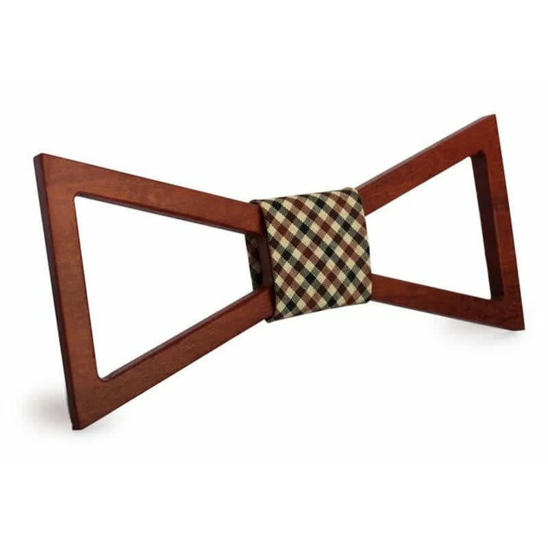 Men's Classic Framed Wooden Bow Tie - Brown Plaid - image 6