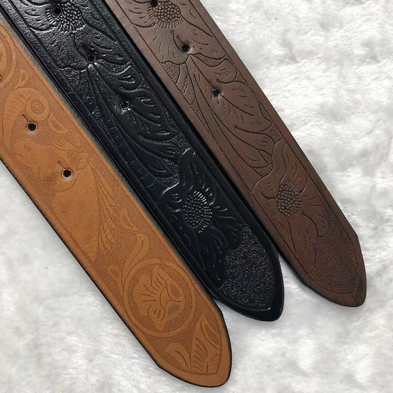 Men's Vintage Bull & Dual Eagles Leather Belt - image 5