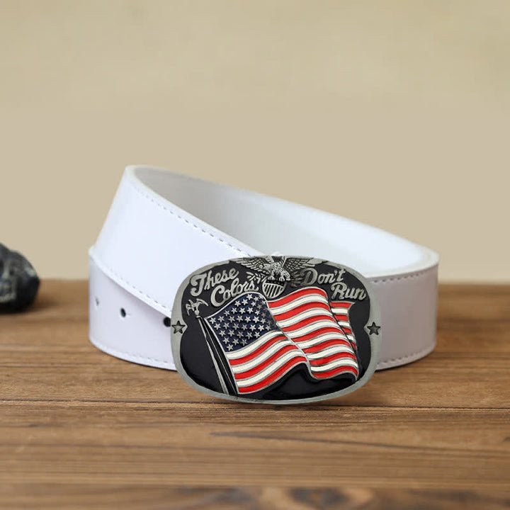 Men's DIY These Colors Don't Run Eagle Flag Buckle Leather Belt - These Colors Don't Run - White PU Belt (40) - image 5