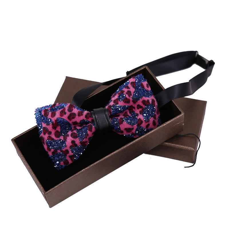 Men's Leopard Blue Yellow Crystal Bow Tie - image 2