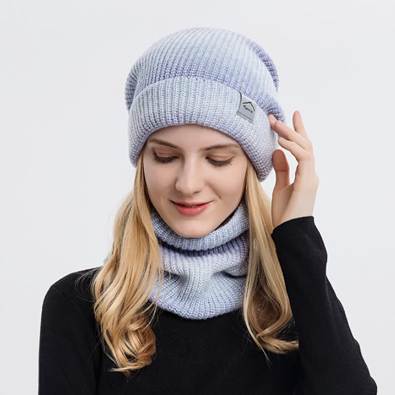 2Pcs Stretchy Gradient Color Hat Loop Scarf Set - image 9