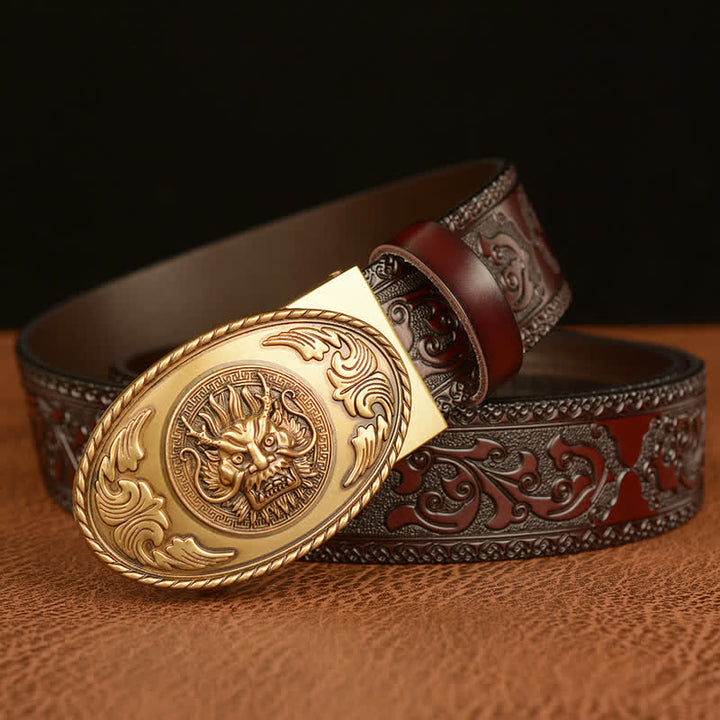 Men's Dragon Elliptical Buckle Leather Belt - image 2