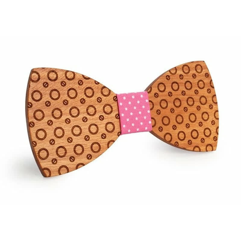Men's Regular Polka Dot Wooden Bow Tie - Pink - image 1