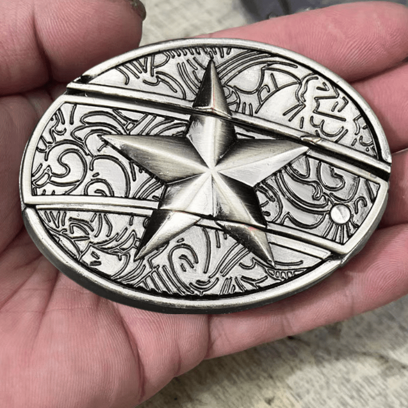 Men's Alone Pentagram Leather Belt With Folding Knife - image 2