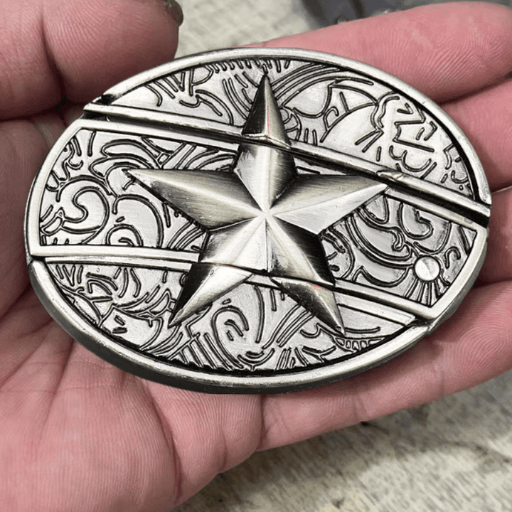 Men's Alone Pentagram Leather Belt With Folding Knife - image 2