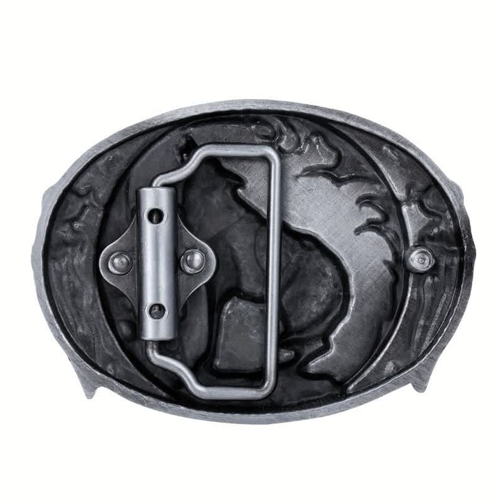Men's DIY Enamel Domineering Howling Wolf Buckle Leather Belt - image 1