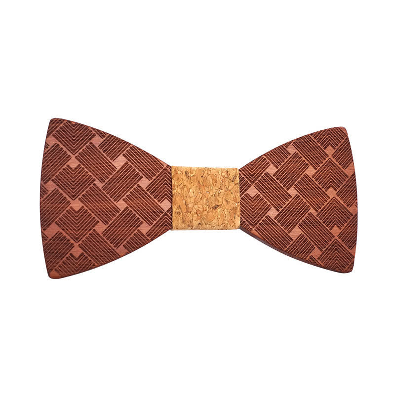 Men's Woven Pattern Wooden Bow Tie - image 1