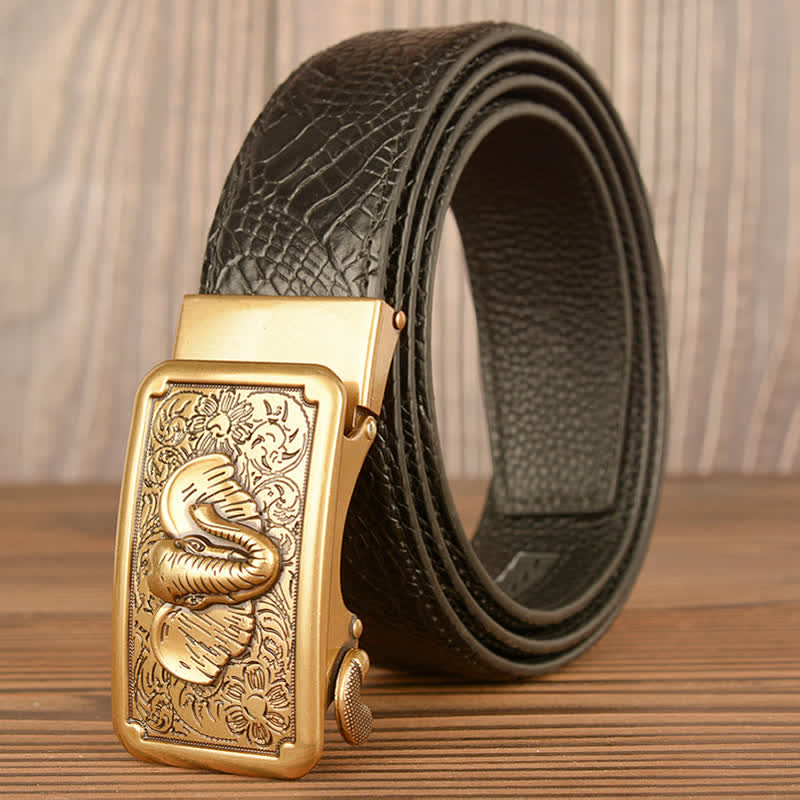Men's Punk Elephant Alligator Pattern Leather Belt - image 1