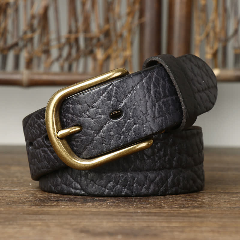 Men's Embossed Bison Skin Pattern Leather Belt - image 4