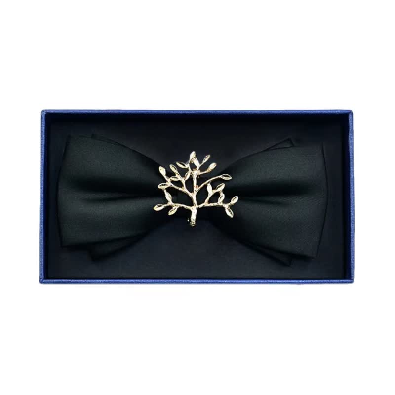 Men's Rhinestone Metal Matte Bow Tie - Tree - Black - image 14