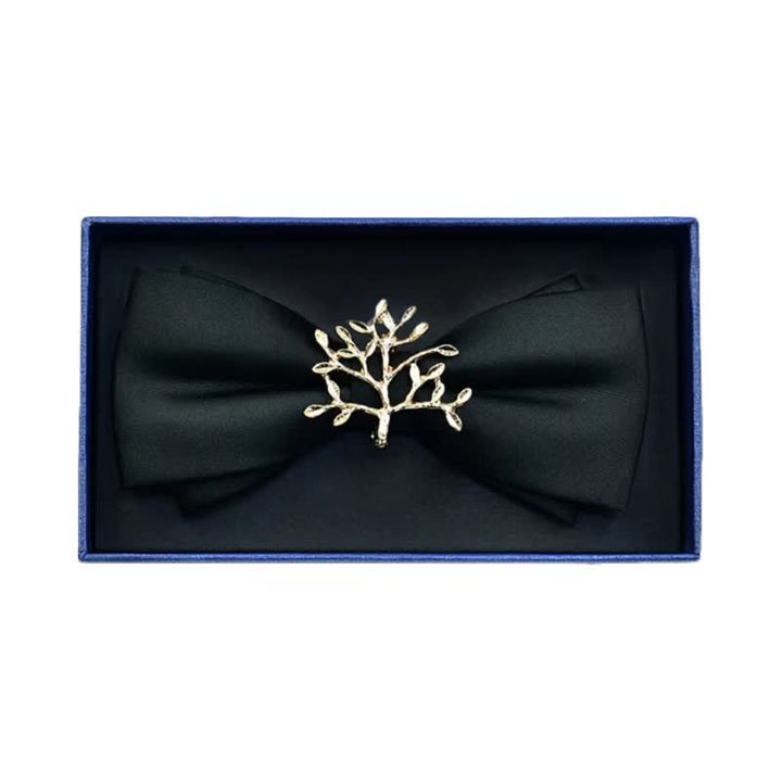 Men's Rhinestone Metal Matte Bow Tie - Tree - Black - image 14