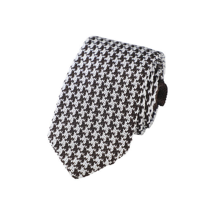 Men's Houndstooth Plaid Knitted Necktie - image 0