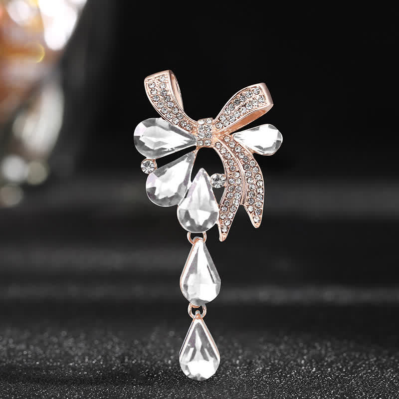 Women's Novelty Teardrop Bowknot Brooch - White - image 3