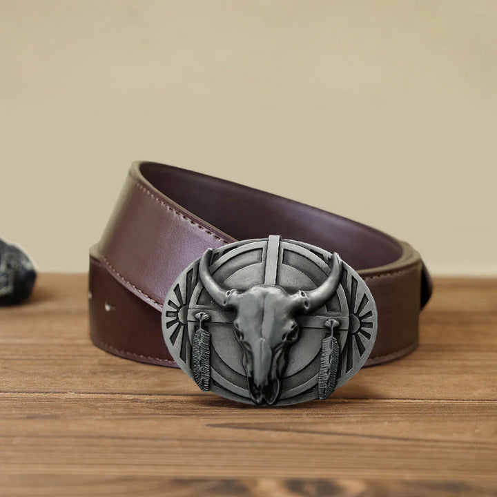 Men's DIY Buckle Leather Belt - Silver - Brown PU Belt (40) - image 12
