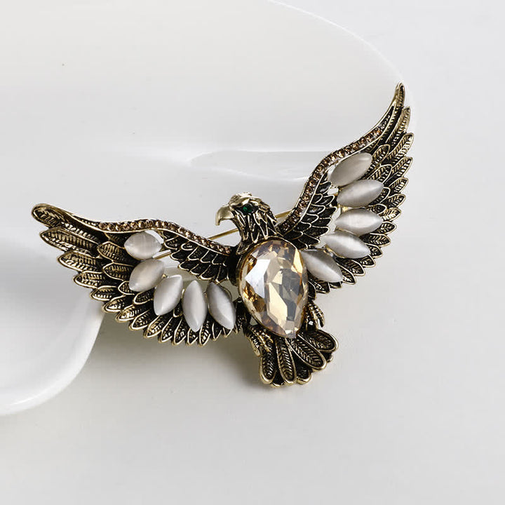 Men's Flying Hawk Gem Brooch - Brown - image 2