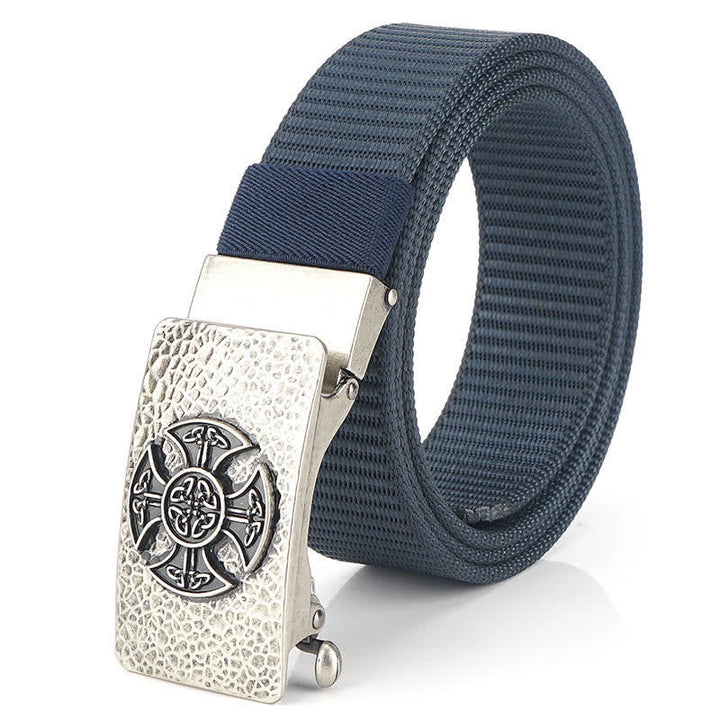 Men's Retro Style Leisure Nylon Belt - Blue / Silver - 48" - image 19
