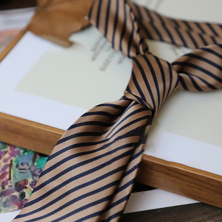 Men's Coffee Colors Series Striped Paisley Necktie - Style #3 - image 1