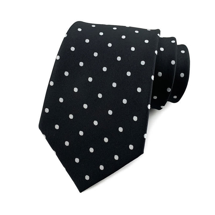 Men's Polka Dots Necktie - Small Dots - Black & White - image 17