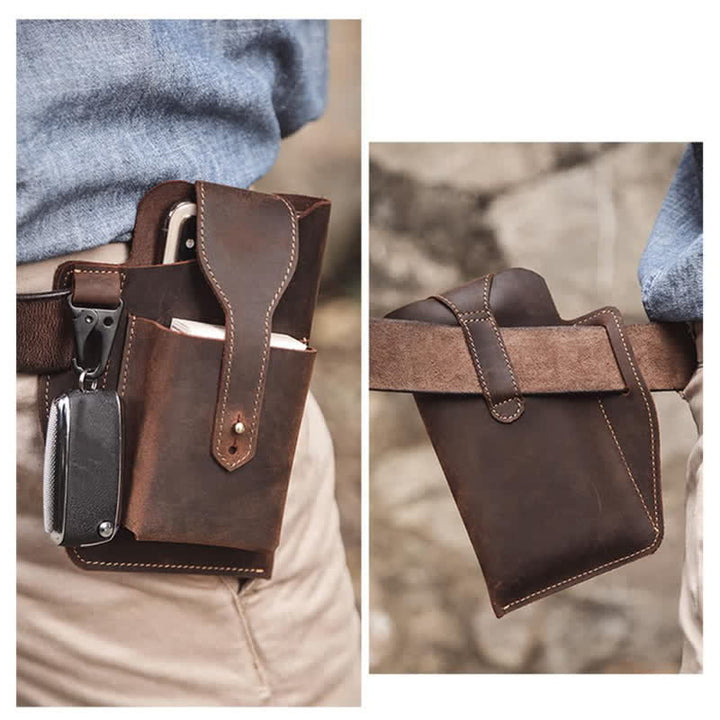 Minimalist Phone Crazy Horse Leather Belt Bag - image 14